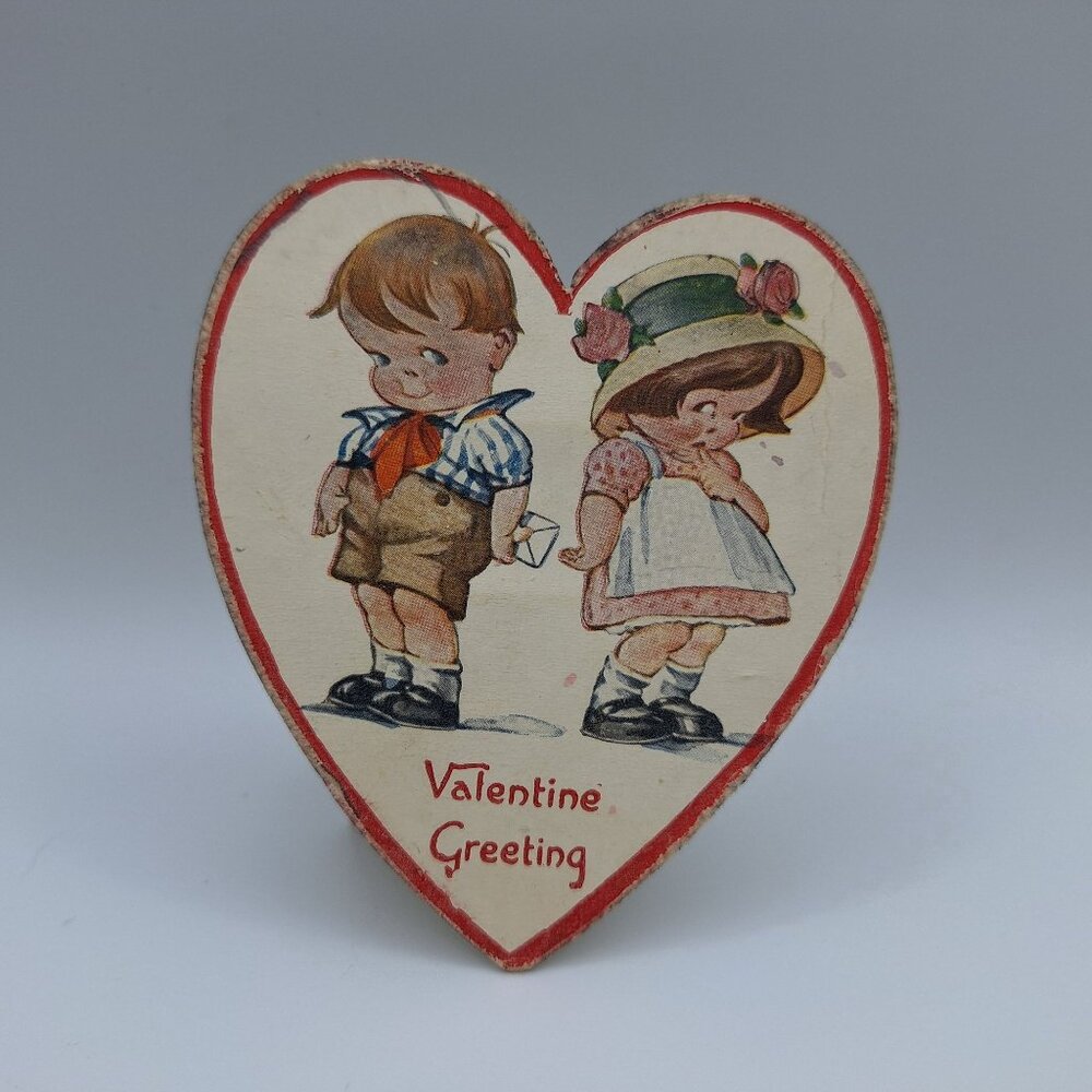 Vintage Valentine‎ Card Stand Up Cute Kids Retro Art Collectible Paper Ephemera
